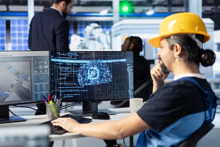 engineer-training-ai-models-workstation-solar-panel-production-facility